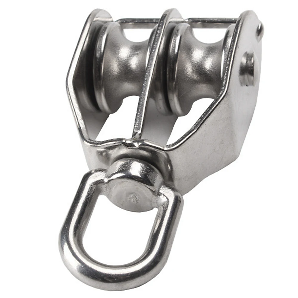 1Pcs M32 Stainless Steel Heavy Duty Steel Double Wheel Swivel Lifting