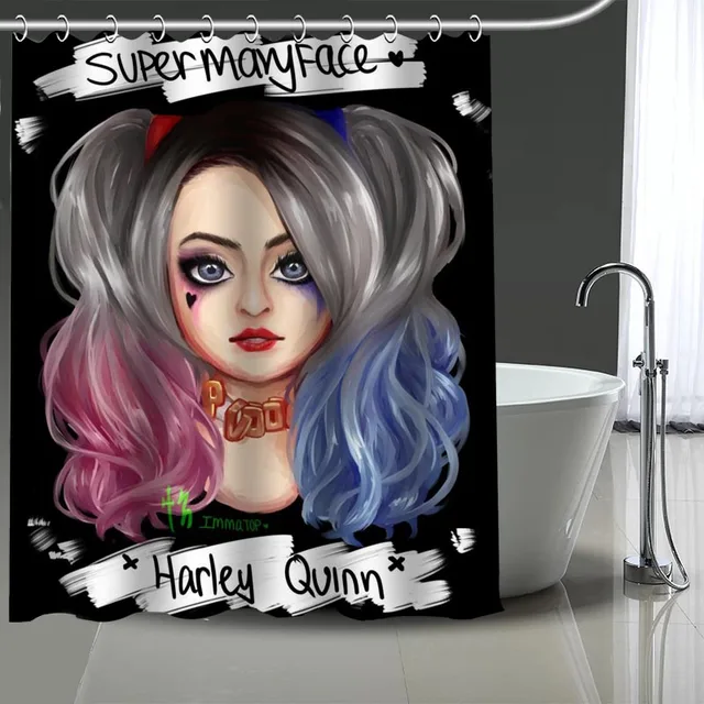 Custom Harley Quinn Printed Shower Curtain Bathroom Waterproof Polyester Washable Home Bath Decor Curtains With Hooks Shower Curtains Aliexpress