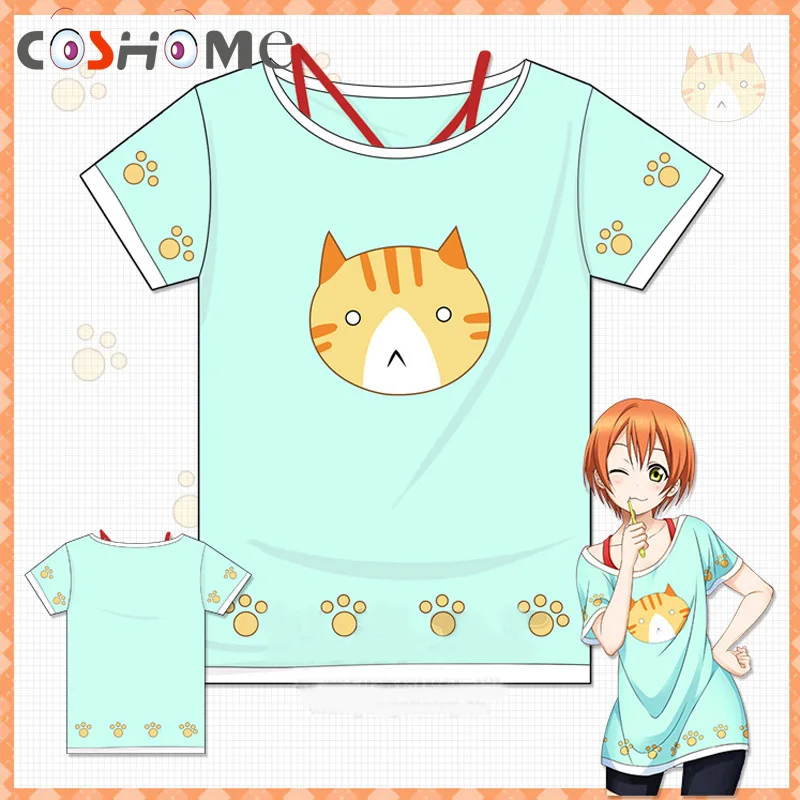 Coshome Love live футболка Lovelive Hoshizora Rin Косплей костюмы кошка футболки женские девушки