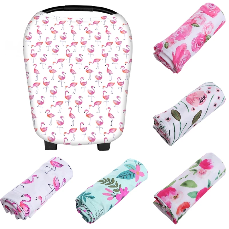  Multi-Use Stretchy Newborn Infant Nursing Cover Floral Baby Car Seat Cart Canopy