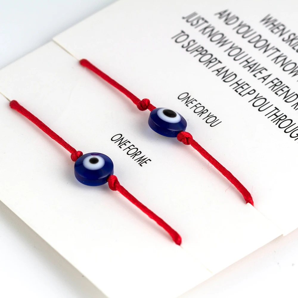 Lucky Eye Blue Evil Eye Charms Bracelet Red String Thread Rope Couple Bracelet Wish Card Jewelry For Women Men Adjustable CN219 Lucky Eye Blue Evil Eye Charms Bracelet Red String Thread Rope Couple Bracelet Wish Card Jewelry For Women Men Adjustable CN219