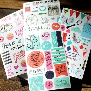 

KLJUYP 4sheets Magic Self- adhesive Paper Sticker for Scrapbooking Happy Planner/Card Making/Journaling Project