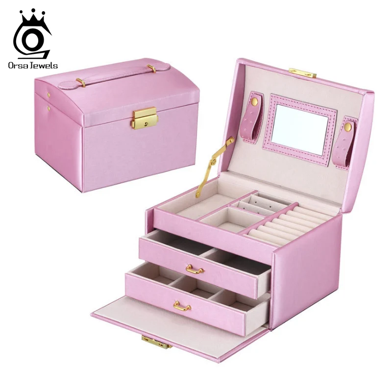 Посылка ювелирных изделий, серьги, кольцо, ожерелье, браслет, чехол для переноски ювелирных изделий, коробка SO01 - Цвет: Розовый