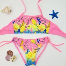 Детский купальный костюм для новорожденных девочек комплект бикини для девочек Детский купальник бандажная пляжная одежда с рисунком для девочек