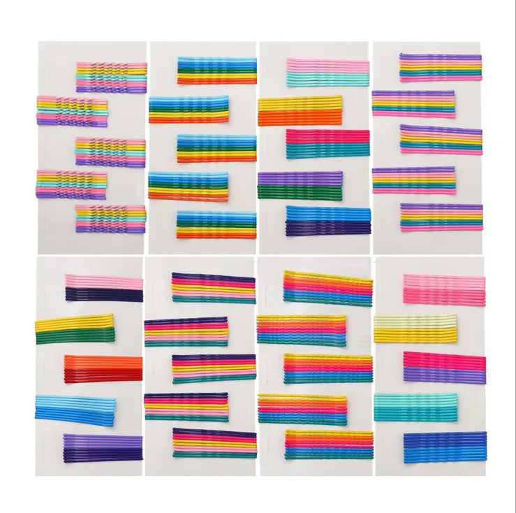 

Fashion 5.5 cm Wave Flat Curved Hairpin Styling Metal Barrette Candy Color Bobby Pins for Women Girls Hair Clip