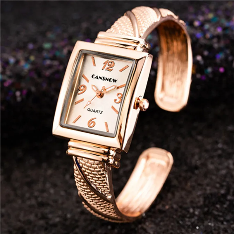 

Women Luxury Rectangle Quartz Watches 2019 New Stylish Rose Gold Bracelet Casual Wristwatches Hot bayan kol saati