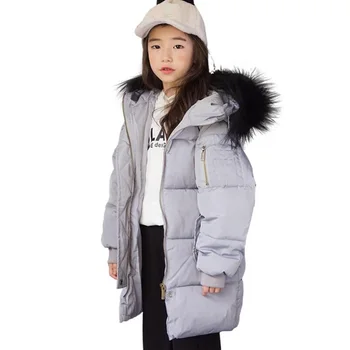 

Fashion 2018 Thick Warm Winter Jacket For Girls Fur Hooded Toddler Teen Girls Winter Coat Cotton Parka Kids Child Outwear JW4284