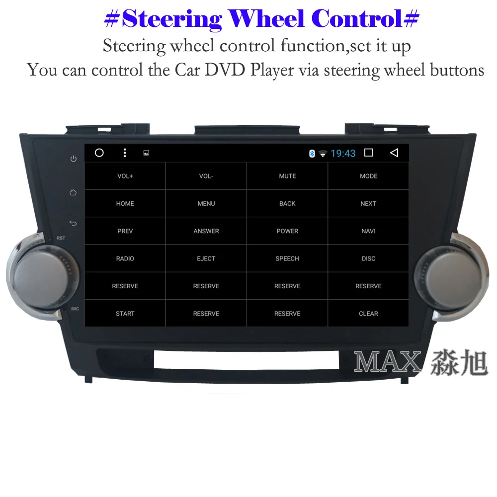 Best MAX Android 8.1.0 Car DVD Player for Toyota highlander 2009 2010 2011 2012 2013 GPS Navigation Free Map Car Radio RDS WiFi SWC 5