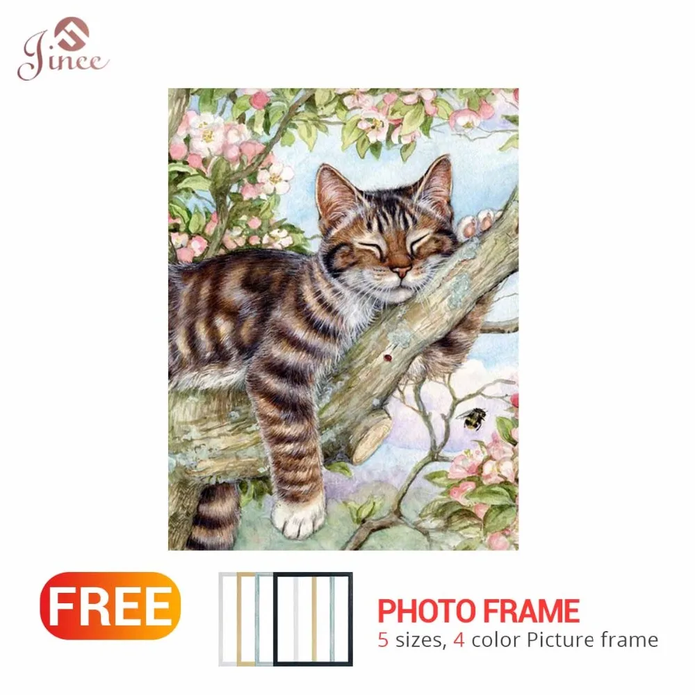 

Diamond Embroidery Sleep Cat Full Drill Diamond Painting Needlework Rhinestone 5D Drill DIY Crystal Painting Wall Room Decor