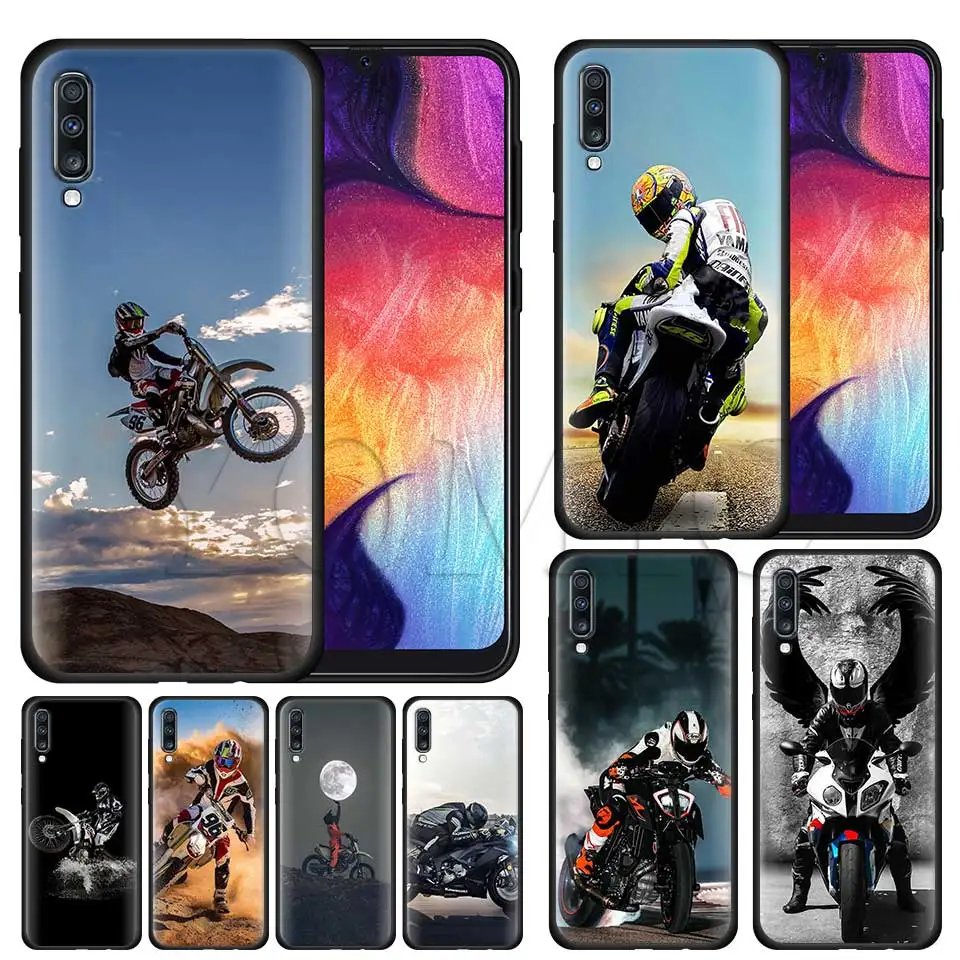 

Moto Cross motorcycle sports Silicone Soft Case for Samsung Galaxy A50 A40 A70 A30 A20 A80 A6 A7 A8 Plus A9 2018 Black Case Coqu