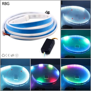 

1set 47.6inch RGB colorful flowing LED strip for car trunk dynamic blinkers led turn light Tail Trunk lights LED Warning Light