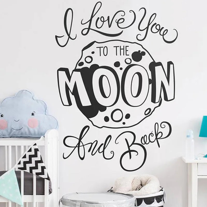 Nursery Wall Decal- I Love You to the Moon and Back- Wall Quote, Vinyl Decal, Moon Decal, Nursery Quote, Wall Sticker,A13-026