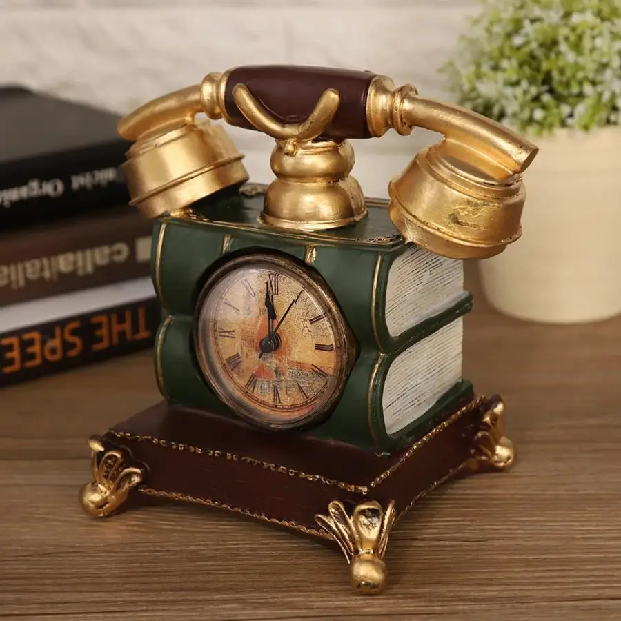 

Miniatures Home Decoration Vintage Retro Antique Phone Landline Telephone Home Desk Decor Ornament Photograph Props Home