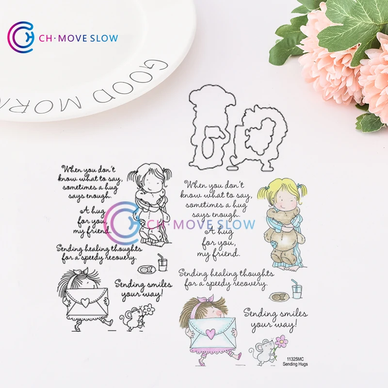 

CH SENDING HUGS Metal Cutting Dies and stamps DIY Scrapbooking Card Stencil Paper Craft Handmade Album Handbook Home Decor