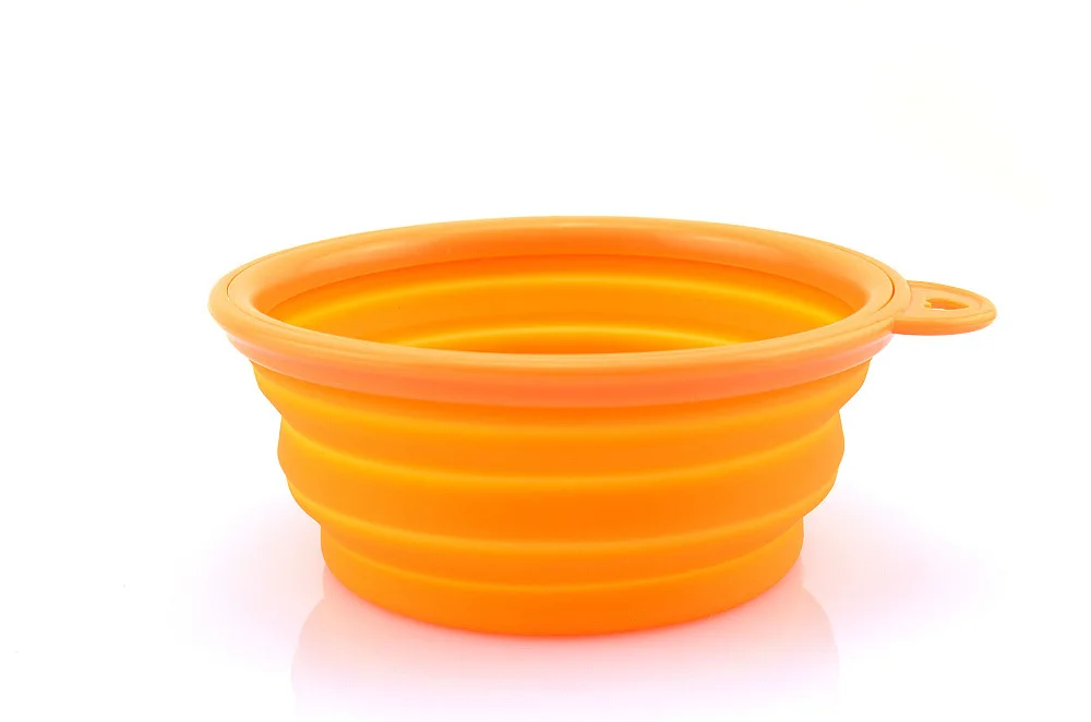 Новые товары для домашних животных силиконовая складывающаяся миска для домашних животных портативные миски для собак для еды миска для питьевой воды миски для домашних животных 8 цветов оптом - Цвет: Orange