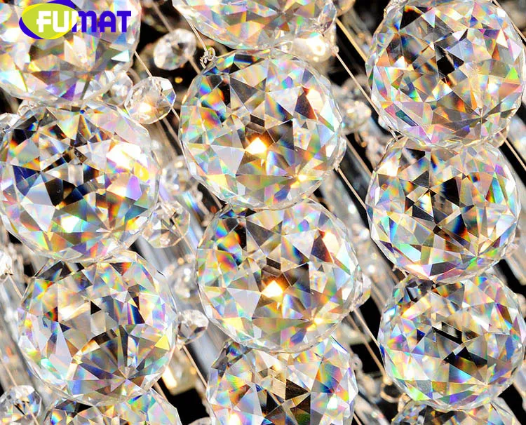 FUMAT Crystal K9 Ceiling Lamps Square Stainless Steel Base Transparent Modern Style Hanging Light Fixture Suspension Luminaire 5
