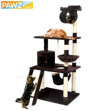 PAWZRoad Cat Furniture Cat Scratching Toy Wood Climbing Tree Cat Jumping Toy with Ladder Climbing Frame Scratching Post #0204