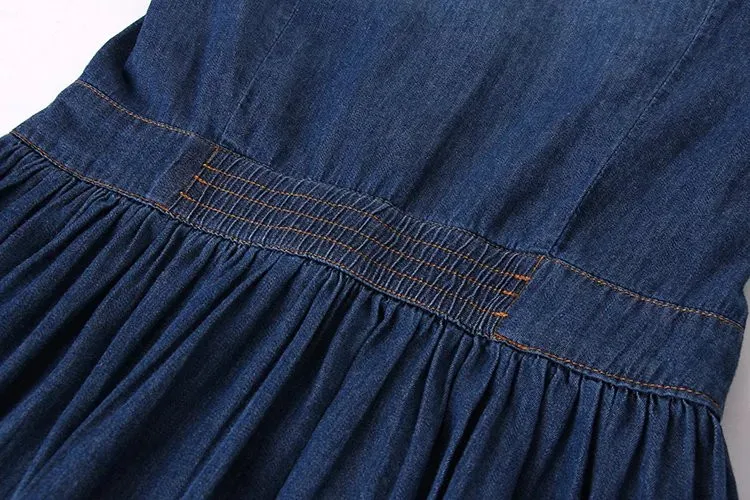 Three Quarter Sleeve One-piece Denim Dress