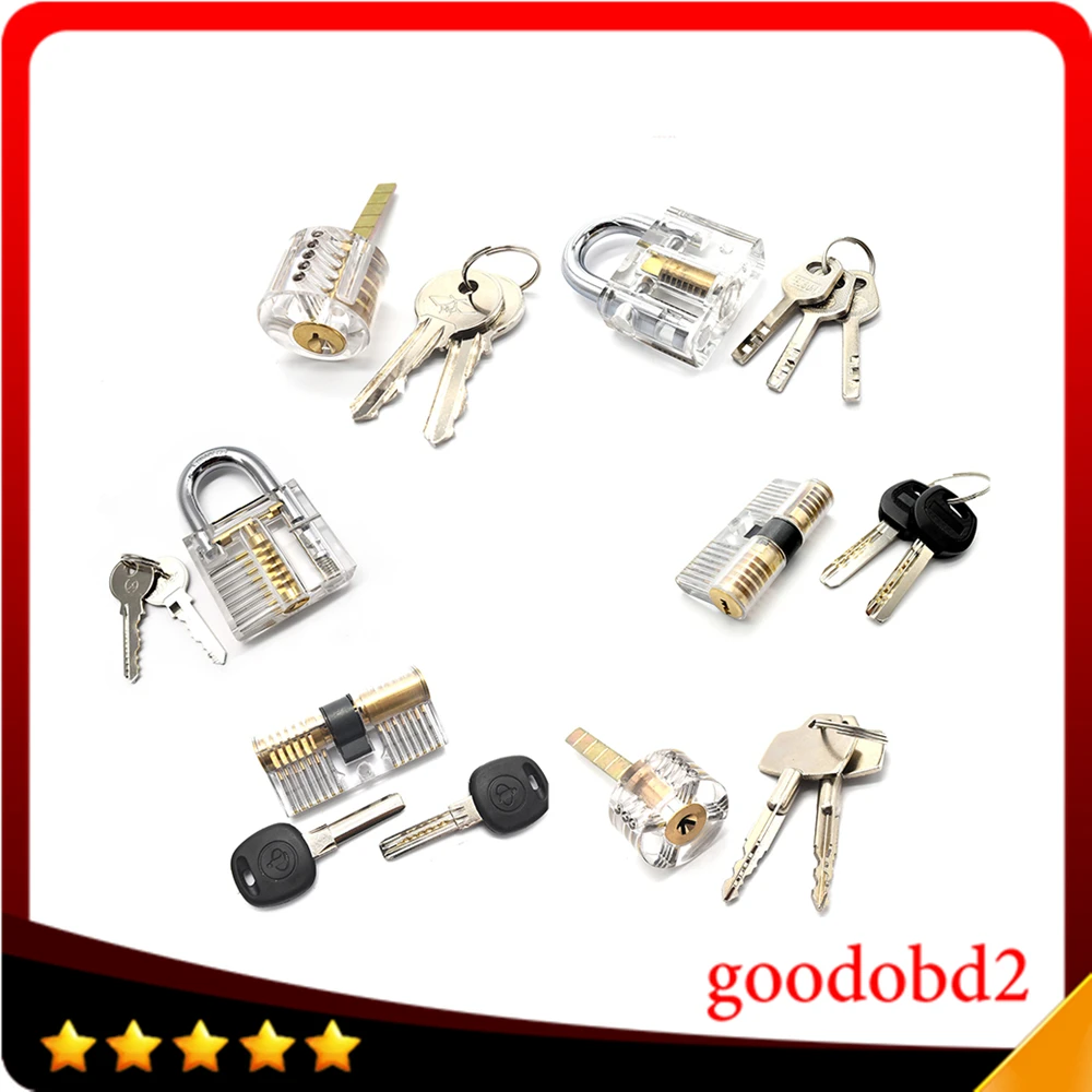 

6pcs/set Transparent Visible Cutaway Practice Padlock Door Lock Pick Training Skill For Locksmith Cerradura