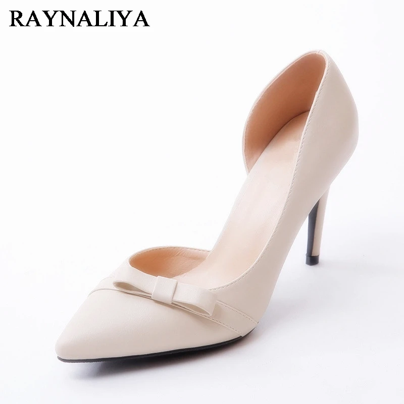 

Women Pumps Cute Cut Outs Bowtie Thin High Heels Sexy Pointed Toe OL Office Ladies Slip-on Wedding Shoes Sandals BLY-A0028