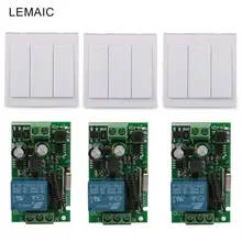 3CH Wall Panel Remote Transmitter 433MHz RF TX Remote Control Switch +220V 1CH Remote Control Relay Receiver Module Light Switch
