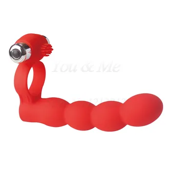 Anal Beads Penis Vibrating Ring Double Penetration Strapon Dildo G spot Vibrators Silicone Butt plug Adult Sex Toys For Couples 4