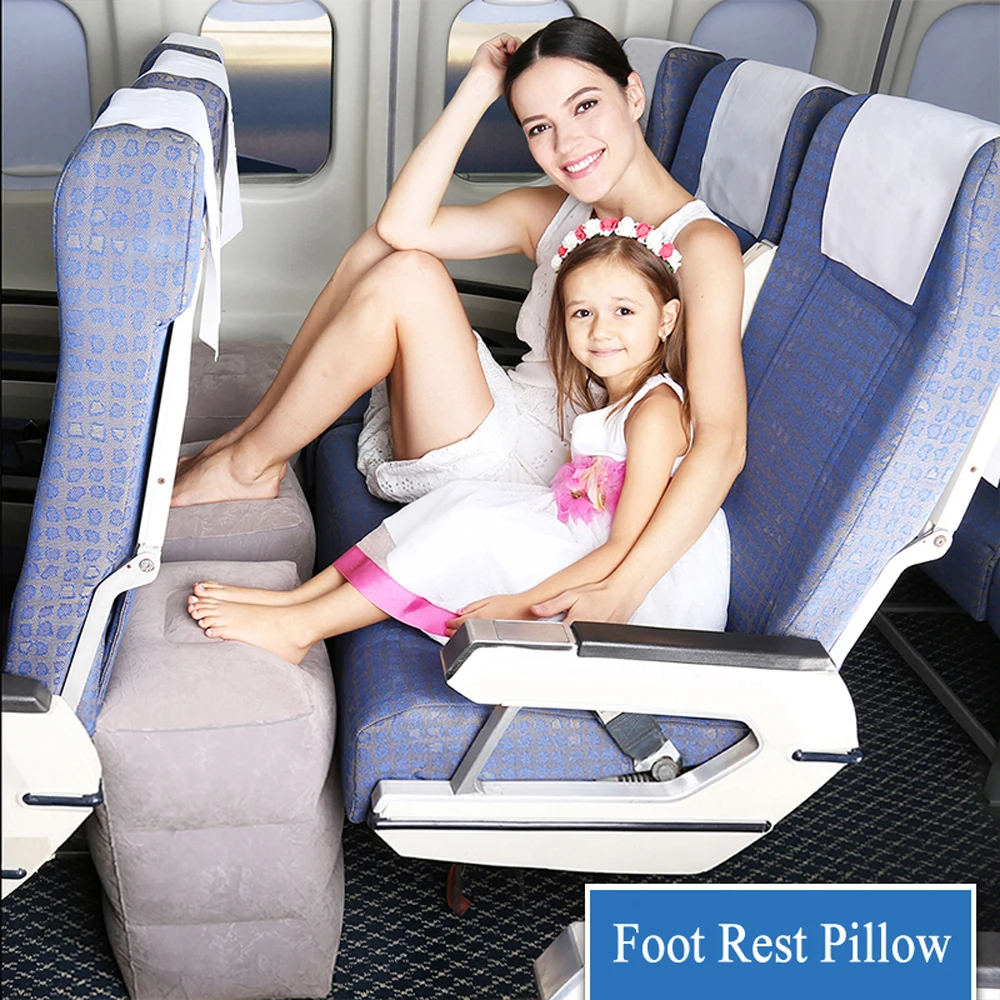 Новейшая Флокированная Подушка-самолет, надувная дорожная подставка для ног, подушка для полета, для детей, для сна, легко складывается