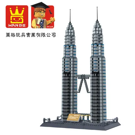 

Free Shipping WanGe 8011 1160PCS Kuala Lumpur Petronas Towers Bricks blocks plastic Building block sets educational block toys