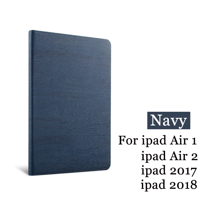 Чехол для iPad Air 2 Air 1, новинка, iPad,, 9,7 дюймов, простая искусственная кожа, умный чехол, чехол-книжка, чехол с автоматическим пробуждением - Цвет: Navy