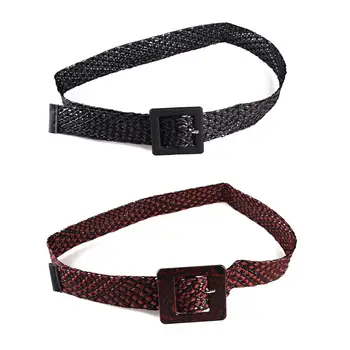 

2019 Women Female Vintage Linen Braided Belts Waistband office Lady Casual Square Buckle Bohemian Style Waist Belt Jeans Decor