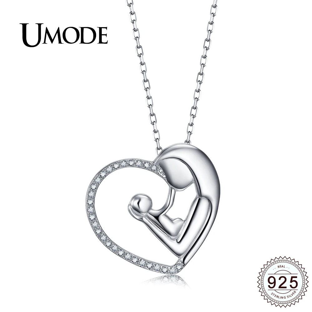 Женское Ожерелье с сердцем UMODE из стерлингового серебра 925 пробы фианитами