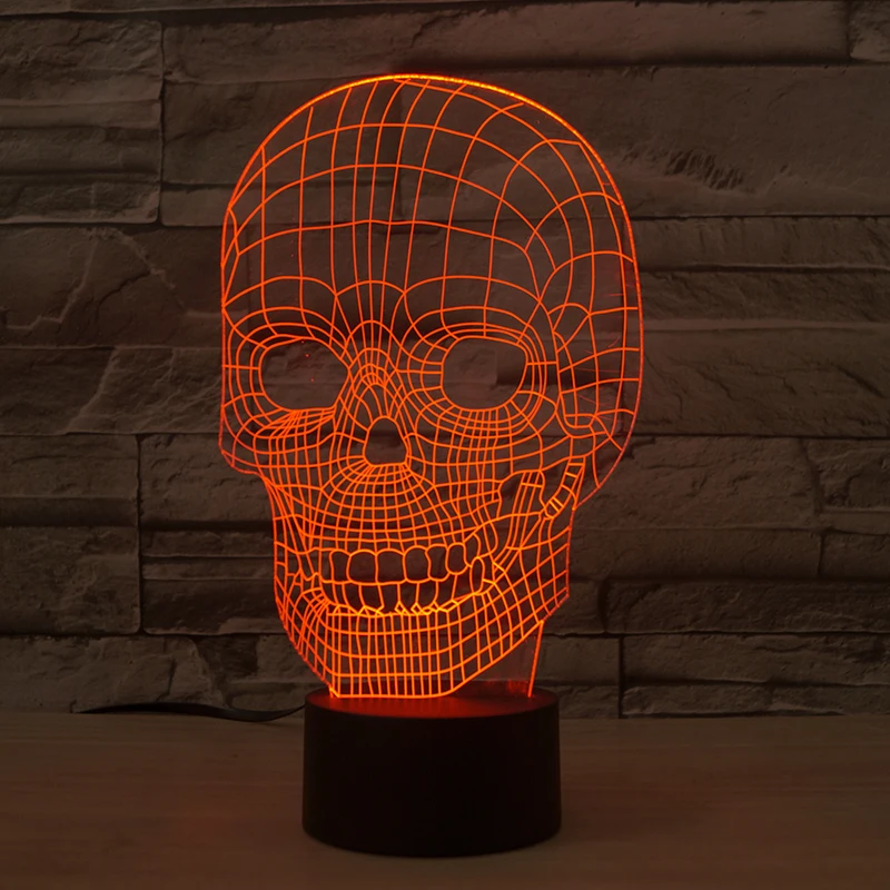 3D форма черепа светодиодный ночник 7 Изменение цвета для декора комнаты или Хэллоуин подарки сенсорное управление