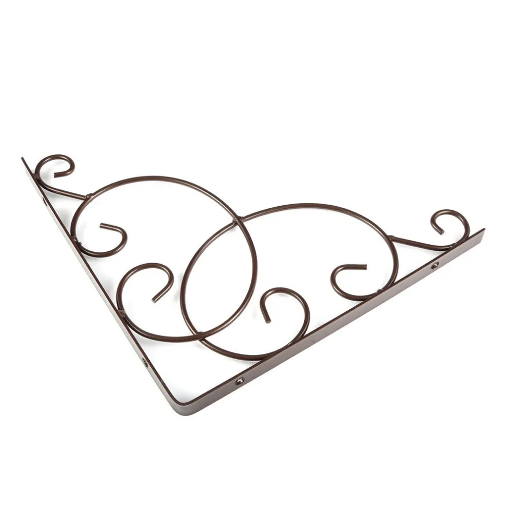 Vintage Style Iron Wall Mounted Floral Shelf Bracket with Screws for Bookrack Clapboard Set up Box Triangle Shape Sturdy