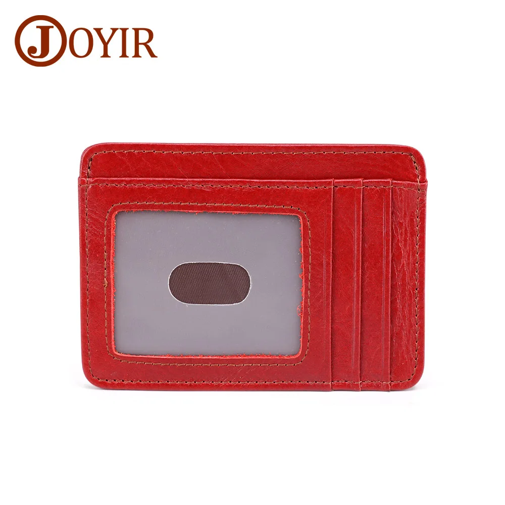 Joyir из натуральной кожи ID держатель для карт унисекс Тонкий RFID кошелек Кредитная карта ID держатель для карт для хранения денег кошелек чехол для Для мужчин Для женщин модная сумка - Color: Red
