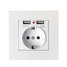 Новая настенная розетка мощность 16А стандарт ЕС розетка с 2A двойной usb-порт для зарядки для мобильного телефона умный дом