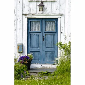 

Thin fabric cloth Printed photography background old wood door backdrop F-2594