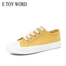 E TOY WORD Fashion Spring Women Sneakers Canvas Shoes Lace Up Solid Sewing Breathable White Sneakers Chaussure Femme Size 40 sneakers e goisto sneakers