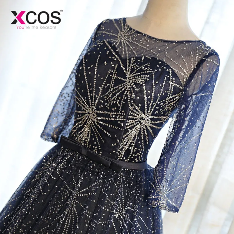 XCOS Dreamy Bling короткое платье на выпускной темно синие платья Коктейльные расшитые