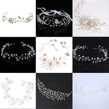 Модные Серебряные украшения для волос, искусственный жемчуг, стразы, повязка на голову, свадебные диадемы, ободки для волос, головной убор, свадебные женские аксессуары для волос