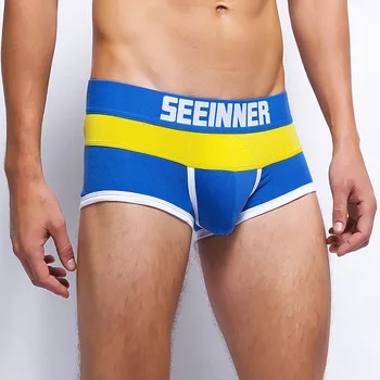 

Seeinner Trunks Underwear For Gay Men Boxer Cotton Underpants Transparent Loose Panties Sexy Lingerie Body Suits