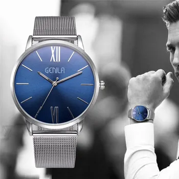 

New Fashion Men Watch Business Simple Buckle Stainless Steel Clock Male Quartz Mesh Belt Casual Wrist watches horloges mannen
