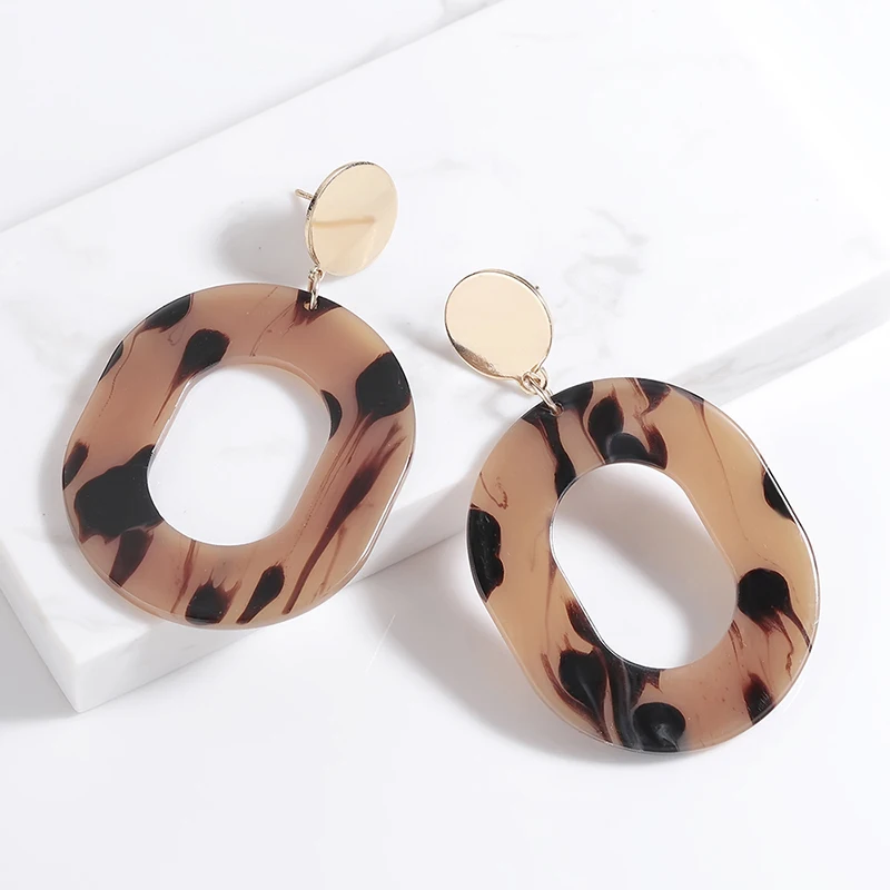 

New Brand Design Brincos Leopard Tortoiseshell Eardrop Resin Earrings Acrylic Drop Earrings For Woman Elegant Jewelry pendientes