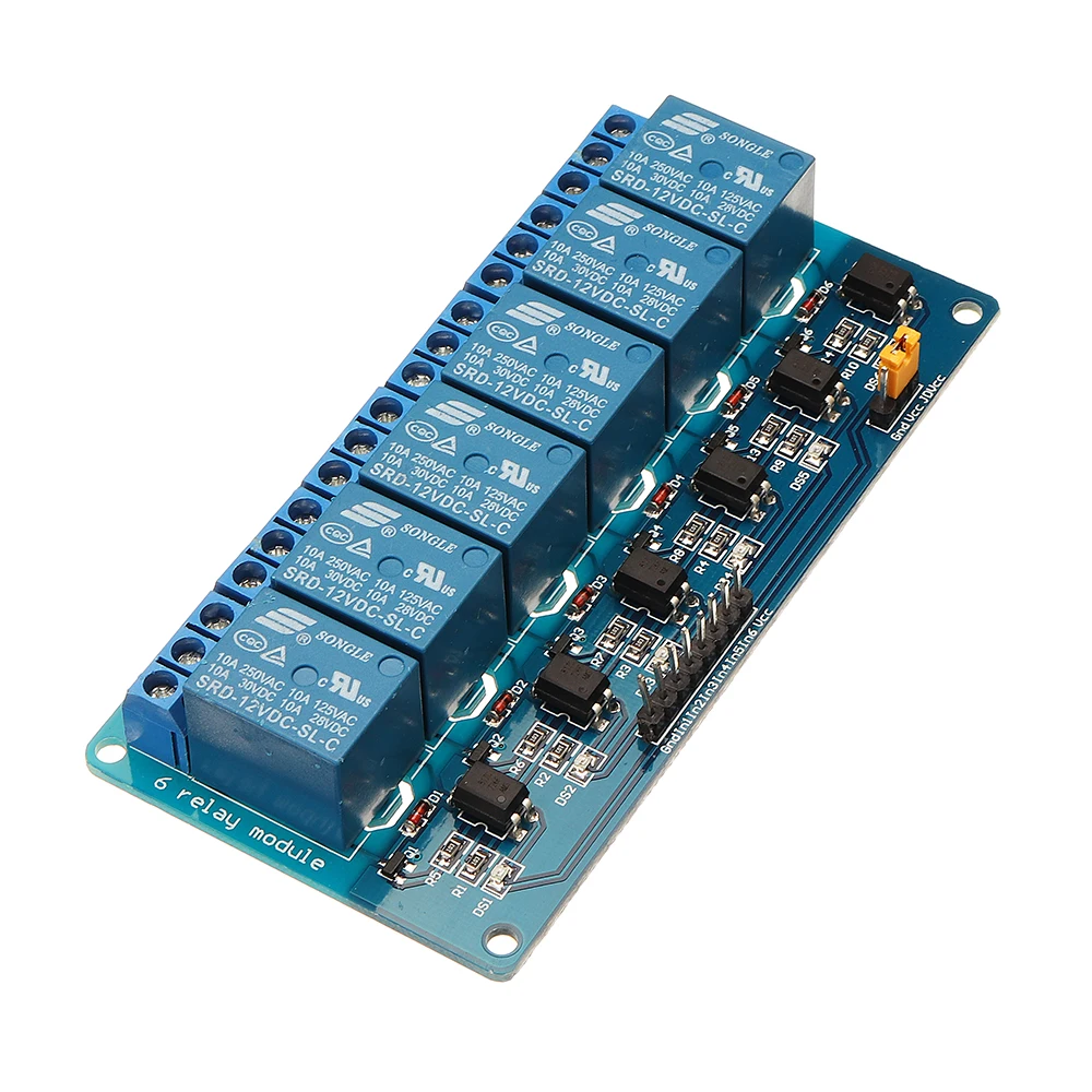 

NEW 6 Channel 12V Relay Module Low Level Trigger With Optocoupler Isolation For Arduino
