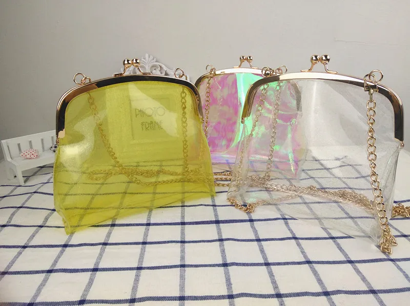 

Women Handbags 2017 Transparent Hologram Laser Bags Jelly Chain Women Messenger Bags Phone Bag Waterproof Multifunction Bag