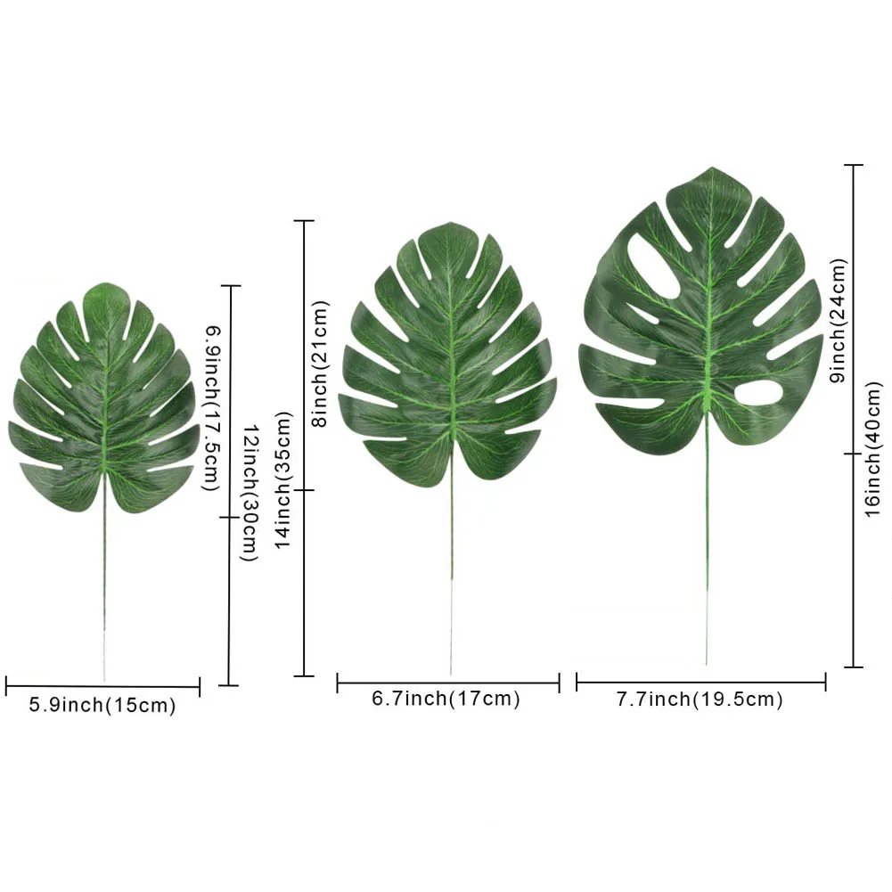 OurWarm 12x искусственные тропические Пальмовые Листья поддельные монстера Зеленые растения для Дома кухни вечерние украшения ручной работы свадебные DIY