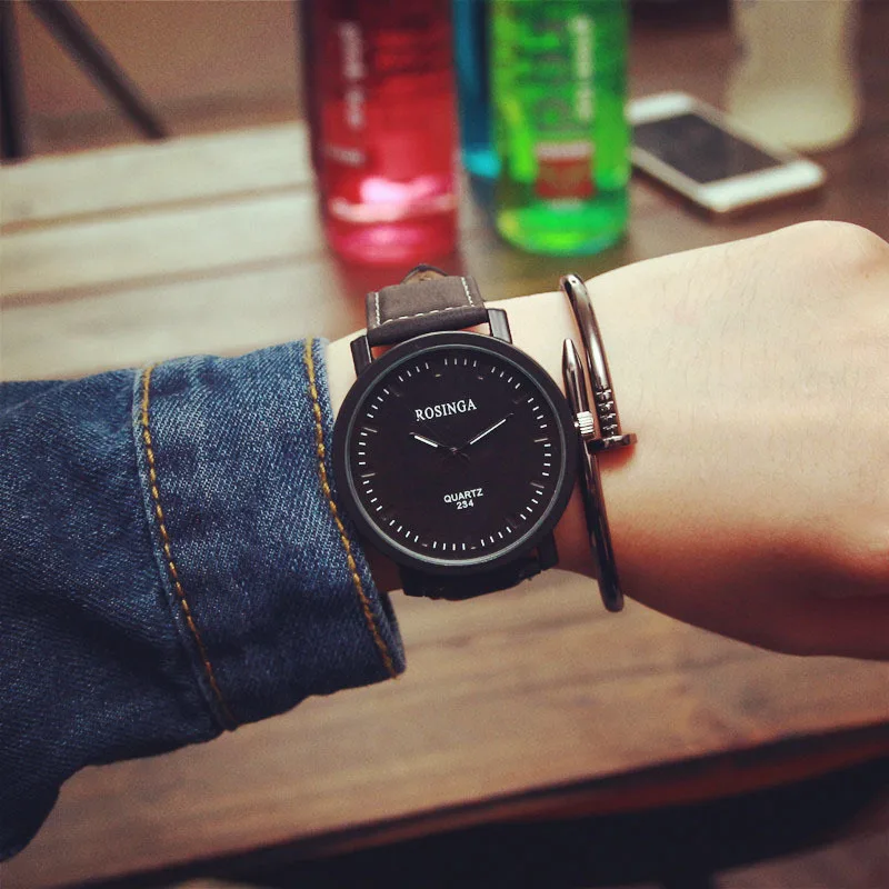 Мужские часы Топ бренд класса люкс Ретро дизайн из искусственной кожи ремешок Аналоговый сплав Бизнес часы кварцевые наручные часы relogio masculino