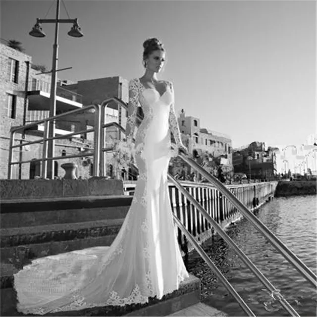 Galia Lahav Spring 2017 La Dolce Lace Mermaid Wedding Dresses Sweep Galia Lahav Spring 2017 La Dolce Lace Mermaid Wedding Dresses Sweep Train Portrait Full Sleeve Backless