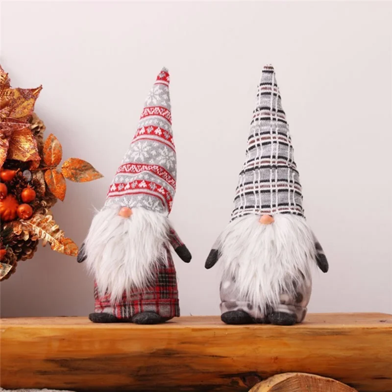

Swede Santa Claus Tomte Long Hat Christmas Gift Toy Sandbag Standing Desktop Cloth Ornament Christmas Decorations For Home