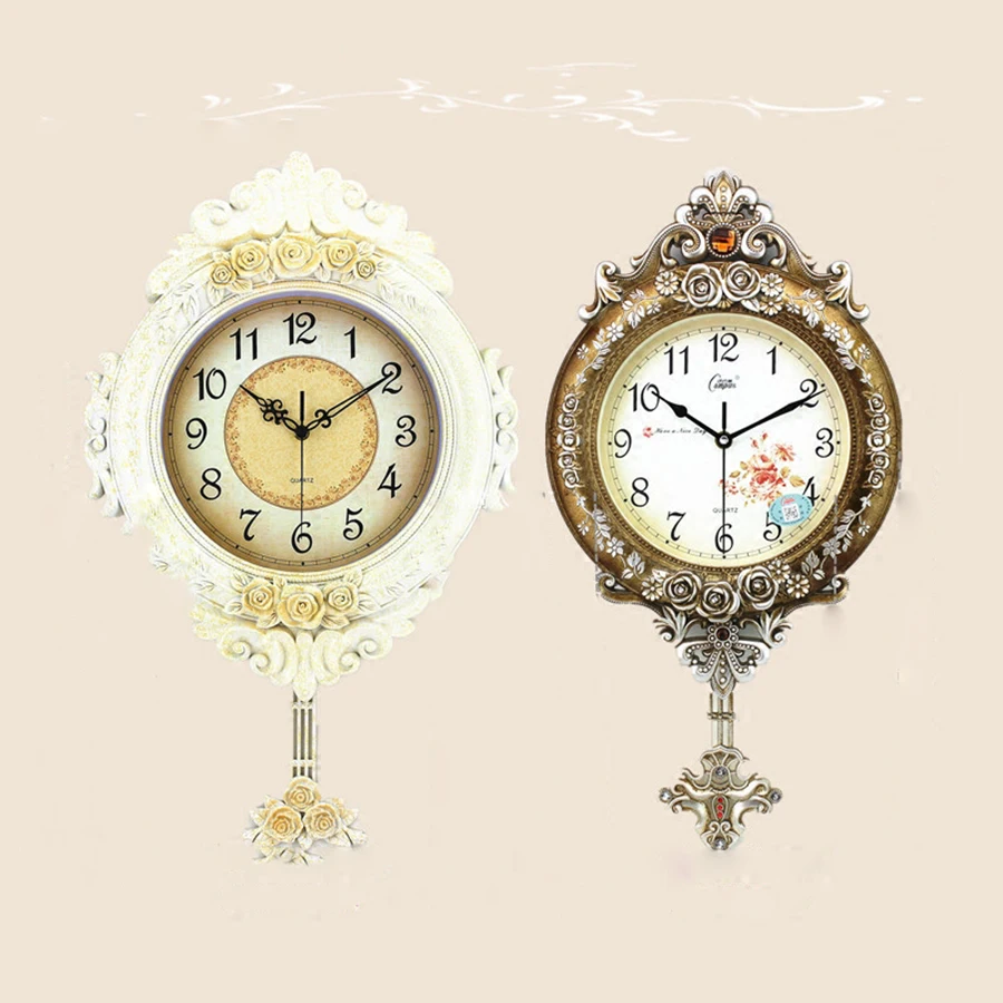 

European Retro Quartz Clock Art Decoration Living Room Wall Clocks Modern Design Home Decor Digital Large Decorative Room Clocks