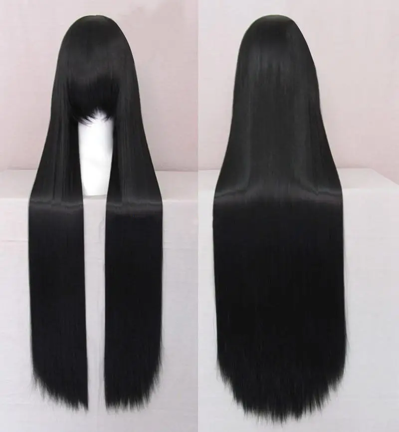 Free Shipping&gt&gt&gt Cosplay Costume Party Long Straight Black Full Hair Wig 100cm |